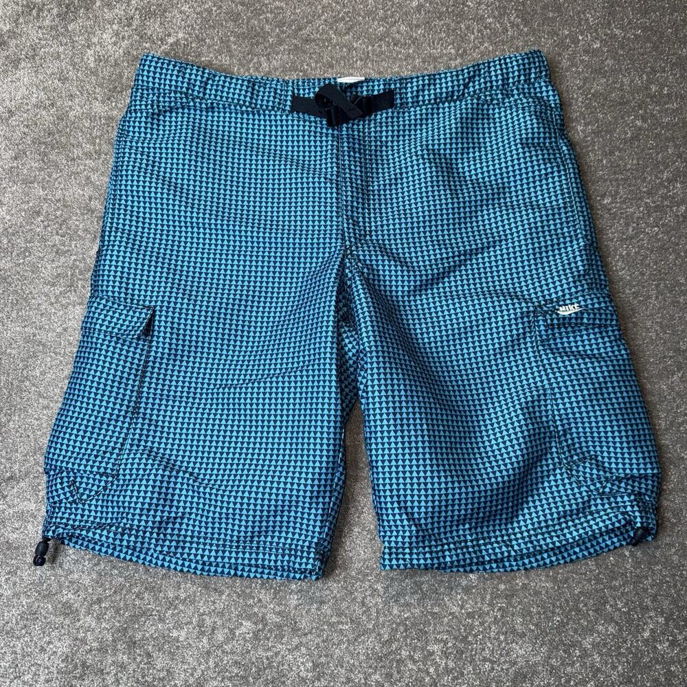 Nike Sportswear 376790-405 Utility Shorts L Teal Geo Belted Sustainable Hybrid